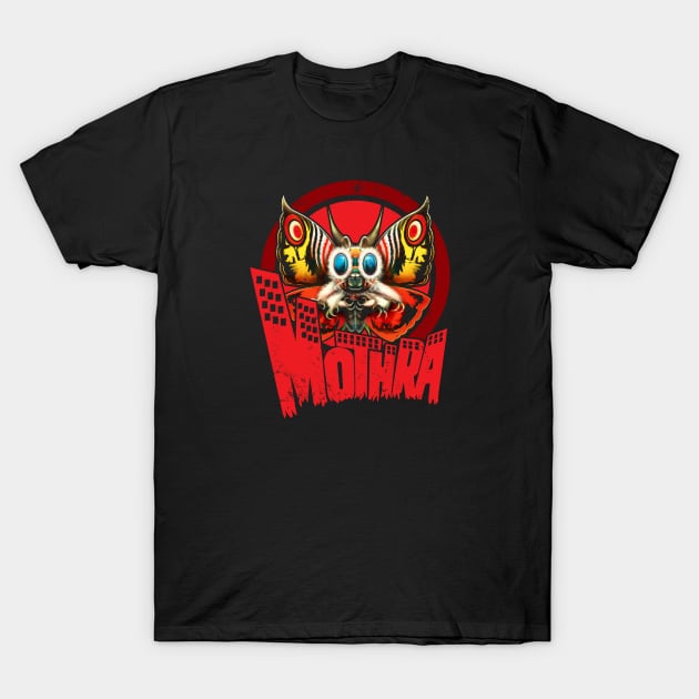 Mothra City (Black Print) T-Shirt by Nerdology